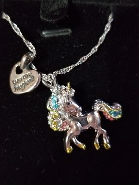 Silver-tone Multicolor Unicorn Pendant Necklace - You Are Magical